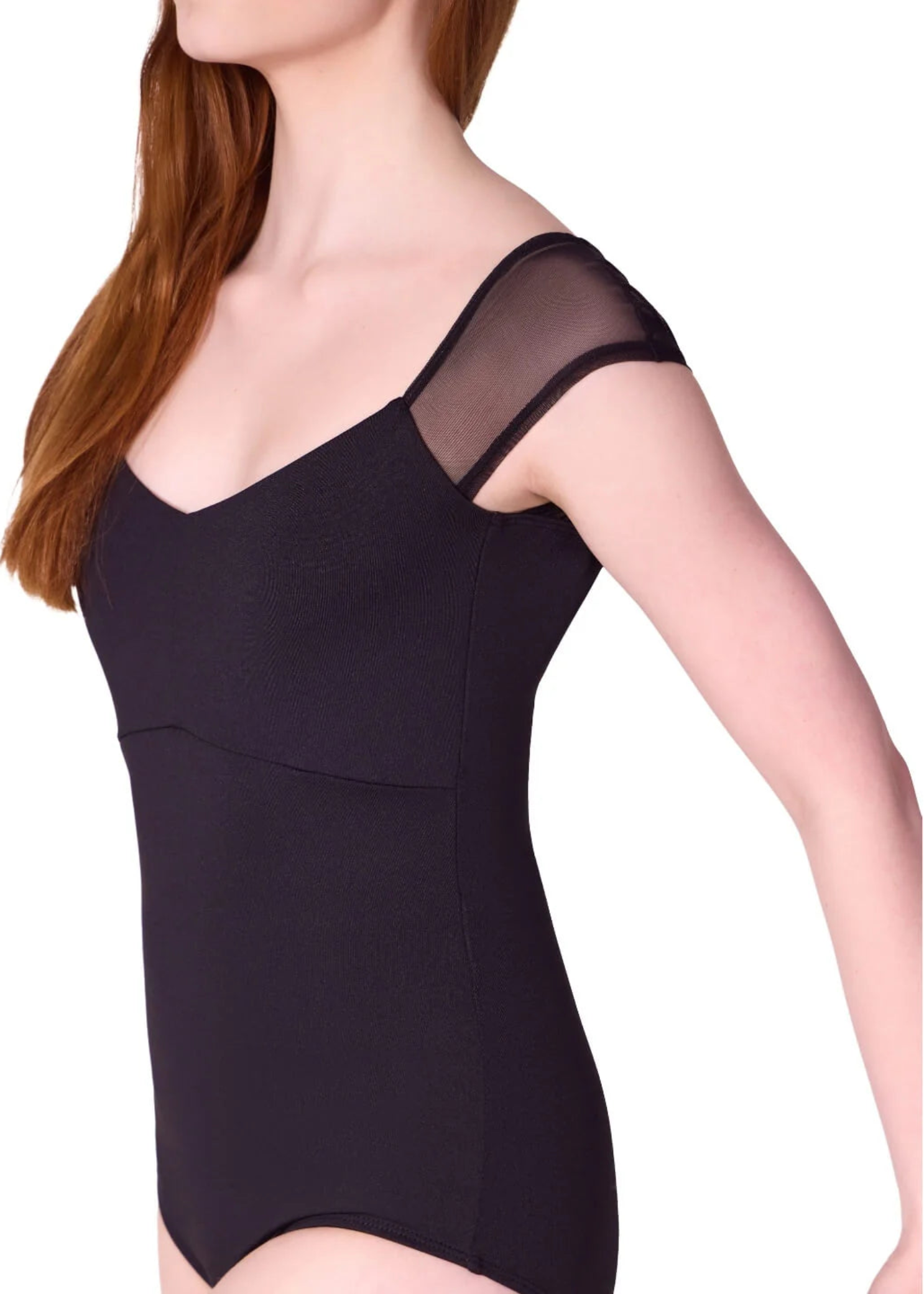 Moonstruck Cap Sleeve Leotard Black side view