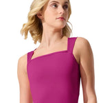Motivation Square Neck Leotard Cerise detail view