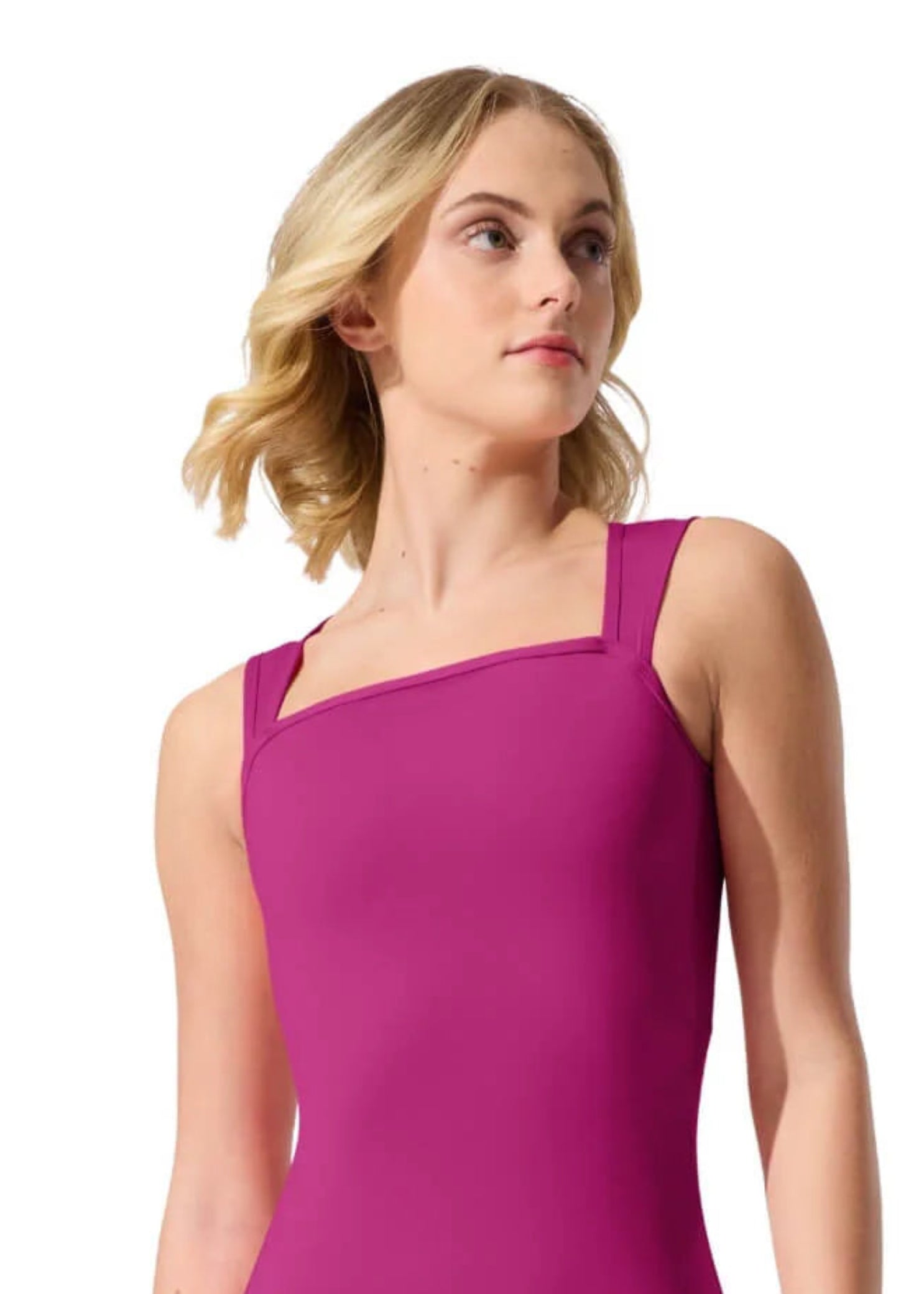 Motivation Square Neck Leotard Cerise detail view