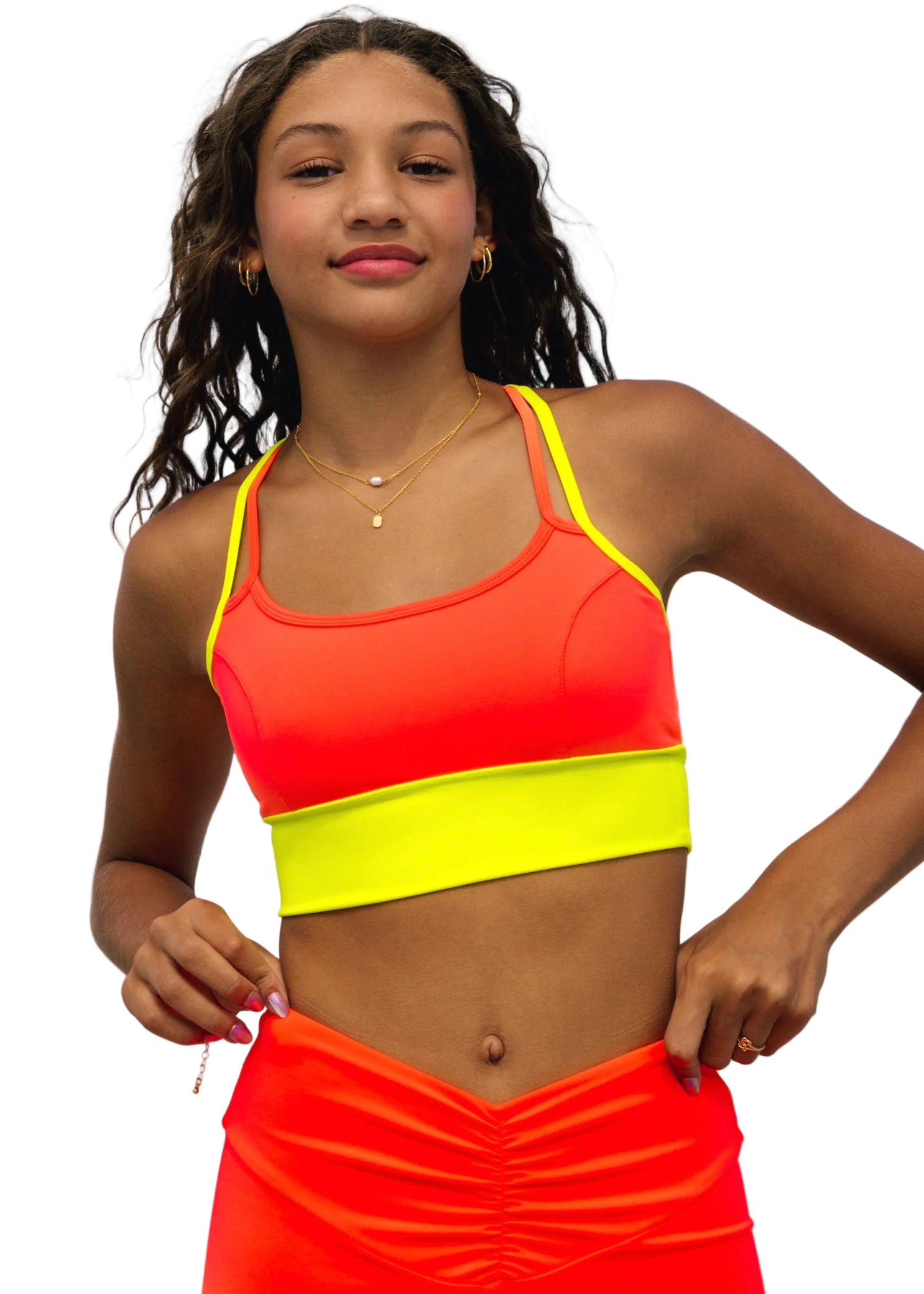 Tiger Friday Naomi Crop Top in Rogue, front view showing cropped dance top with long sleeves