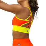 Tiger Friday Naomi Crop Top in Rogue, side view showing cropped dance top with long sleeves