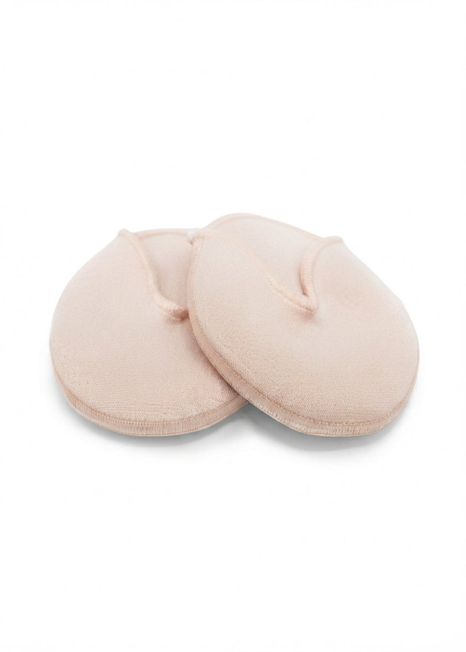 Capezio Ouch Pouch Toe Pads (Large) in Nude, angled front view showing gel-filled polyester pair with U-shaped tops