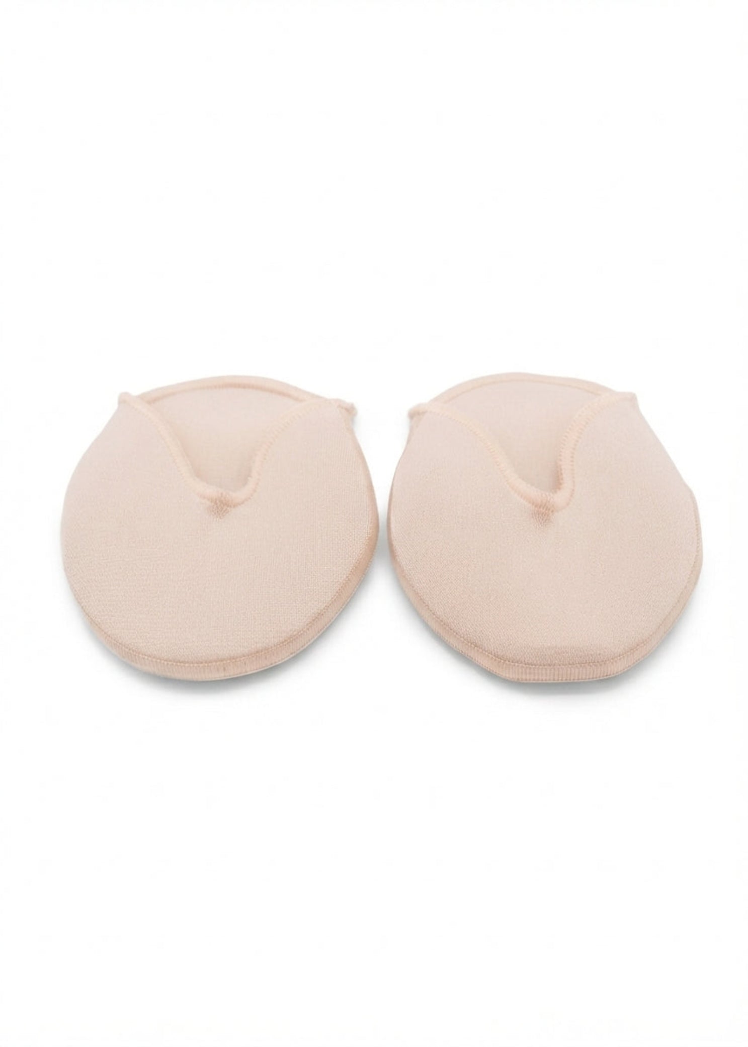 Capezio Ouch Pouch Toe Pads (Large) in Nude, front view showing crescent-shaped gel pads with polyester covering