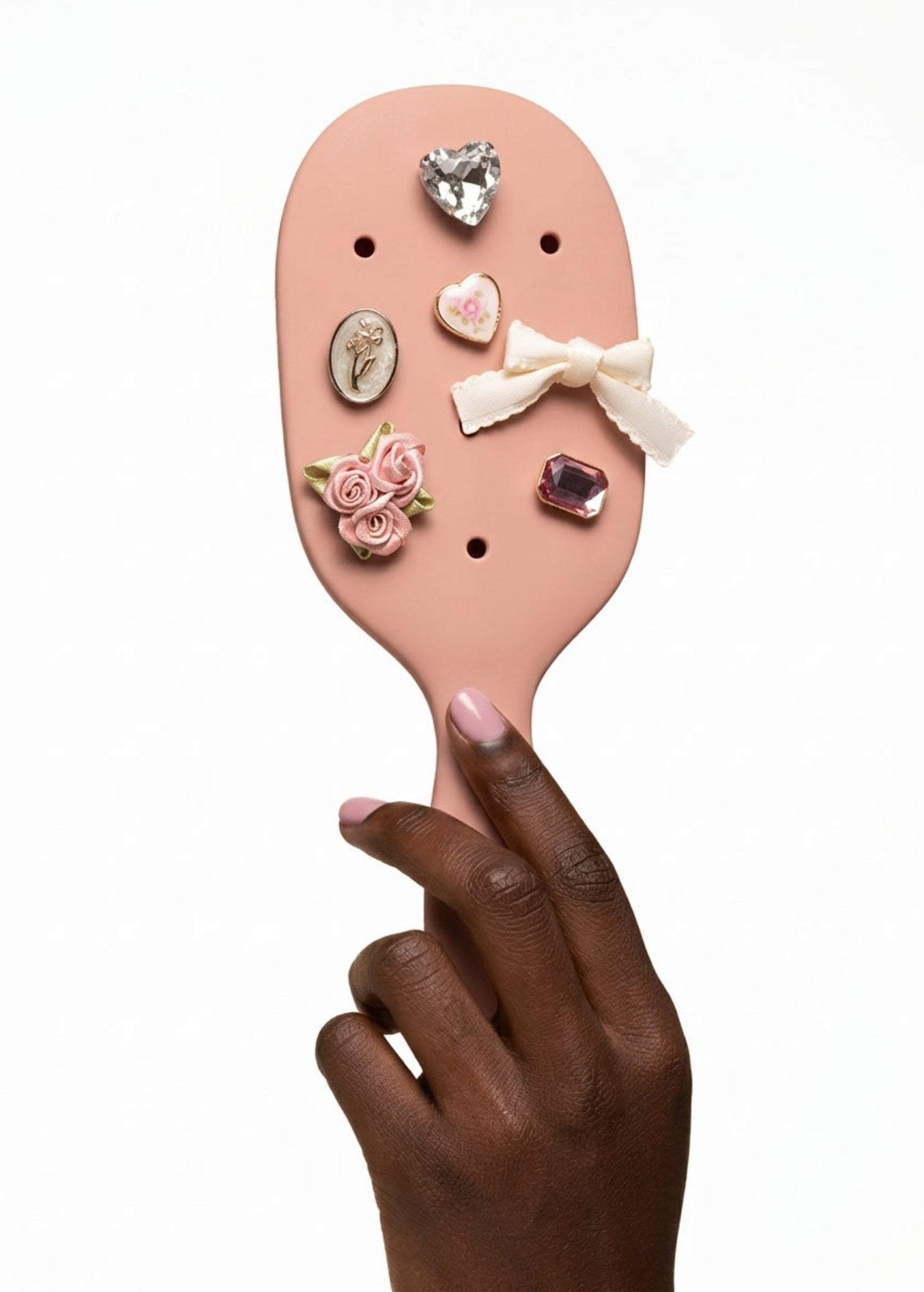 Kitsch Paddle Brush in Terracotta, back detail view showing cushioned base and pin bristle pattern