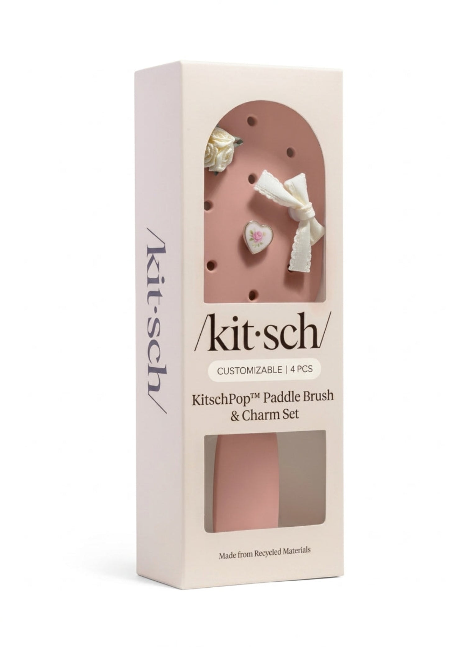 Kitsch Paddle Brush in Terracotta, packaging view showing retail box and terracotta paddle brush