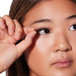 Capezio Polyester Performance Eye Lashes, application guide view showing trim-to-fit instructions
