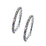 Petite Hoop Rhinestone Earrings Crystal AB Clip front view