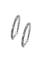 Petite Hoop Rhinestone Earrings Crystal AB Clip front view