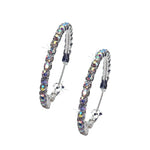 Petite Hoop Rhinestone Earrings Crystal AB Post front view