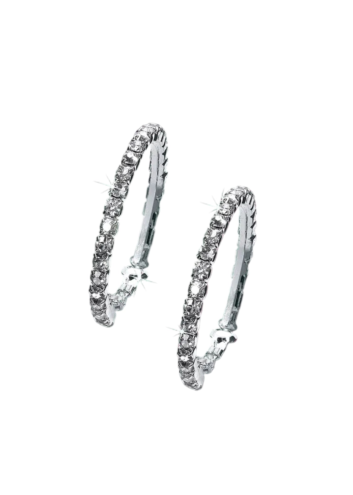 Petite Hoop Rhinestone Earrings Crystal Clip front view