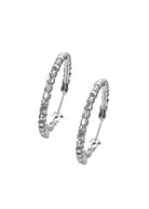 Petite Hoop Rhinestone Earrings Crystal Post front view