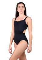 Pinch Front Tank Leotard Black front view