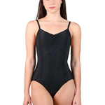 Pinch Front Cami Leotard Black front view