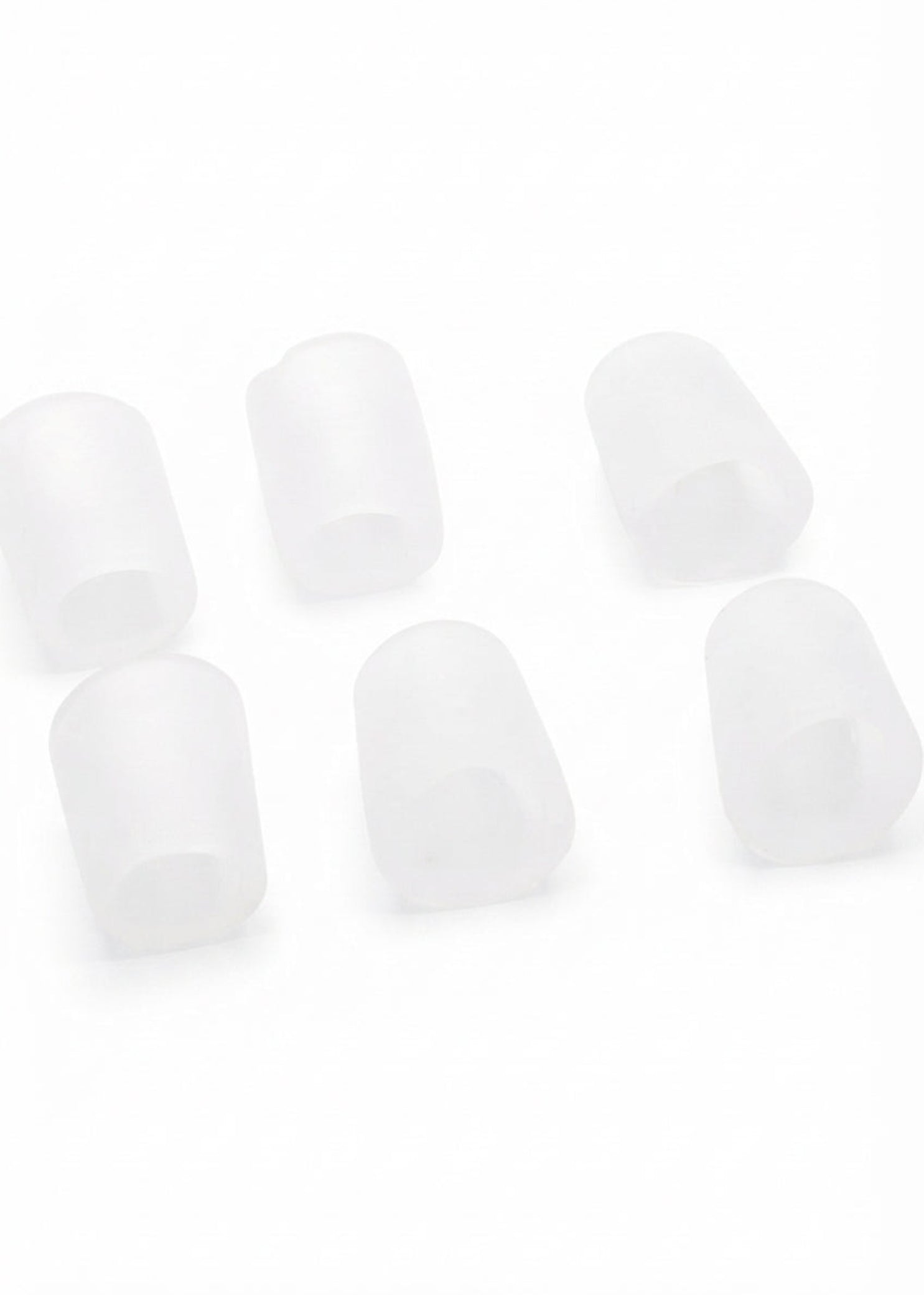 Capezio Pinky Pad (6 pcs), front view showing six cone-shaped polymer gel toe cushions with open ends