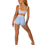 Polka Dot Top Baby Blue back view