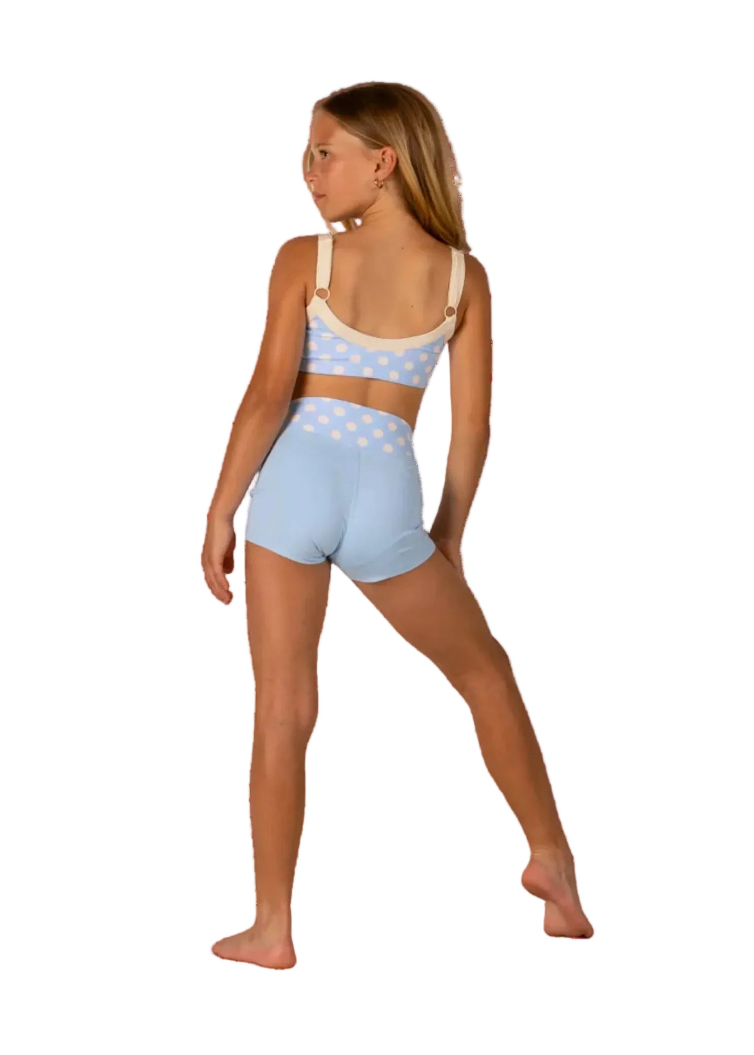 Polka Dot Top Baby Blue back view