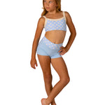 Polka Dot Top Baby Blue front view