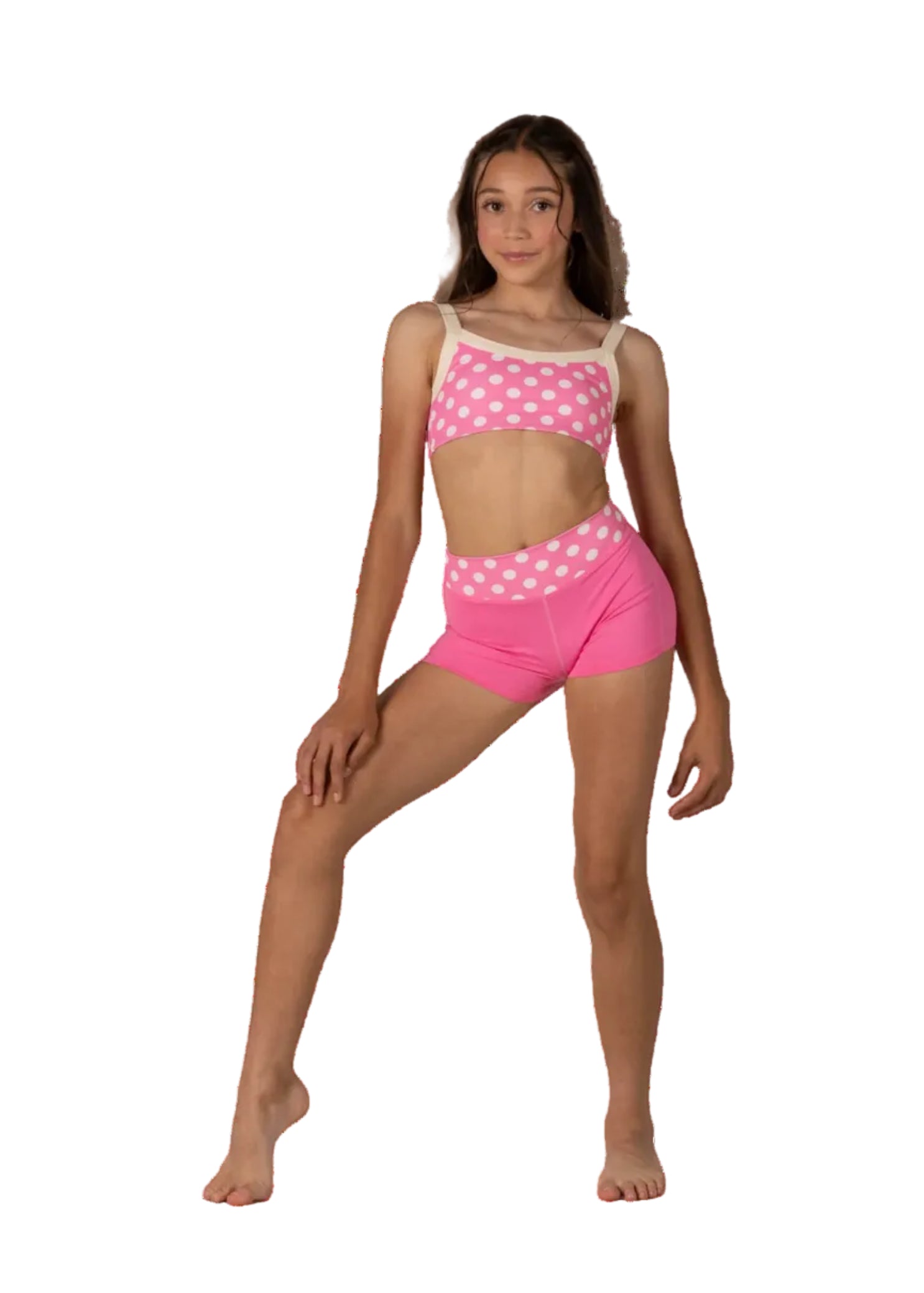 Polka Dot Top Baby Pink front view