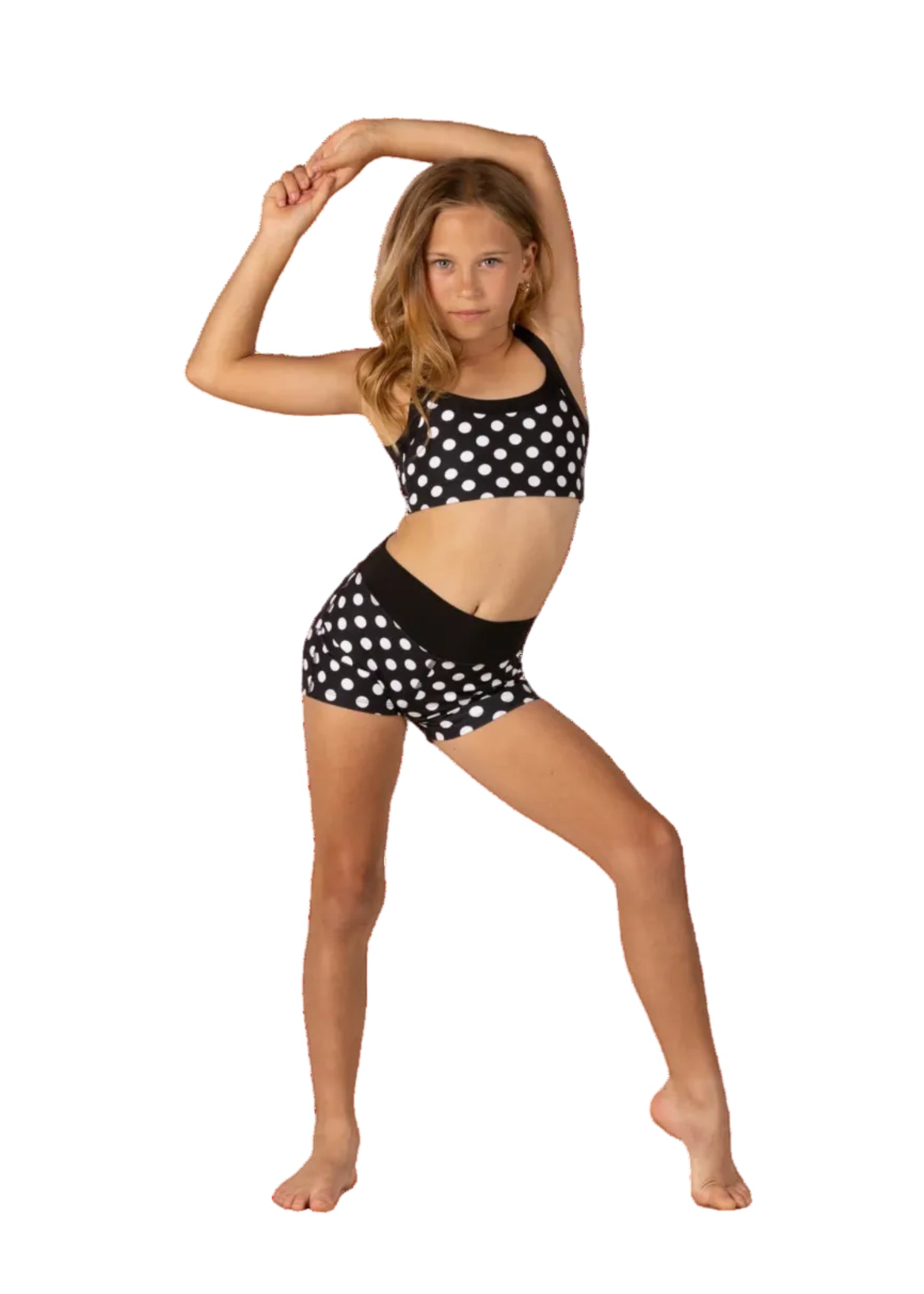 Polka Dot Top Black front view