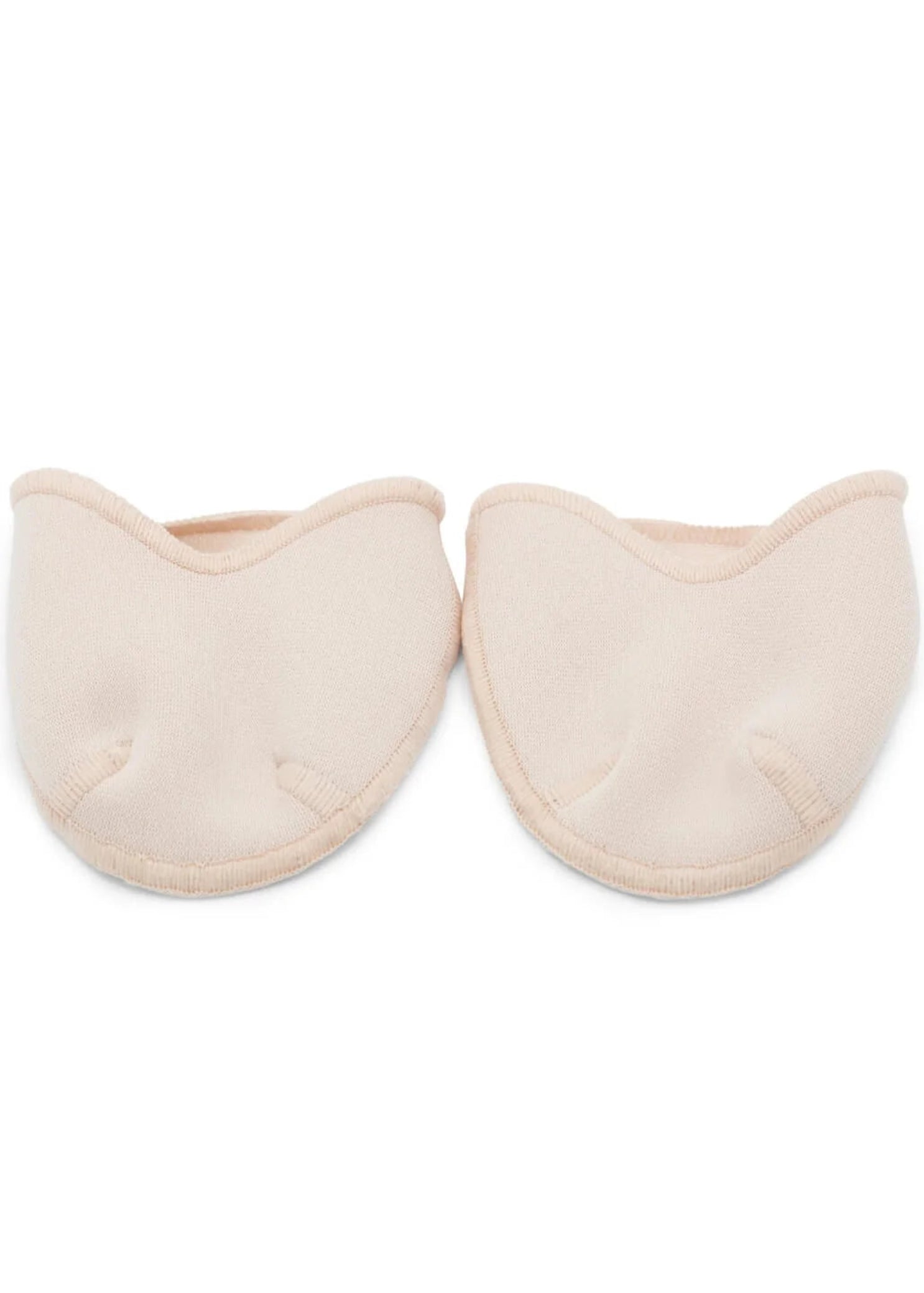 Capezio Pro Pad in Nude, front view showing two gel toe pads with soft polyester covering and curved edges