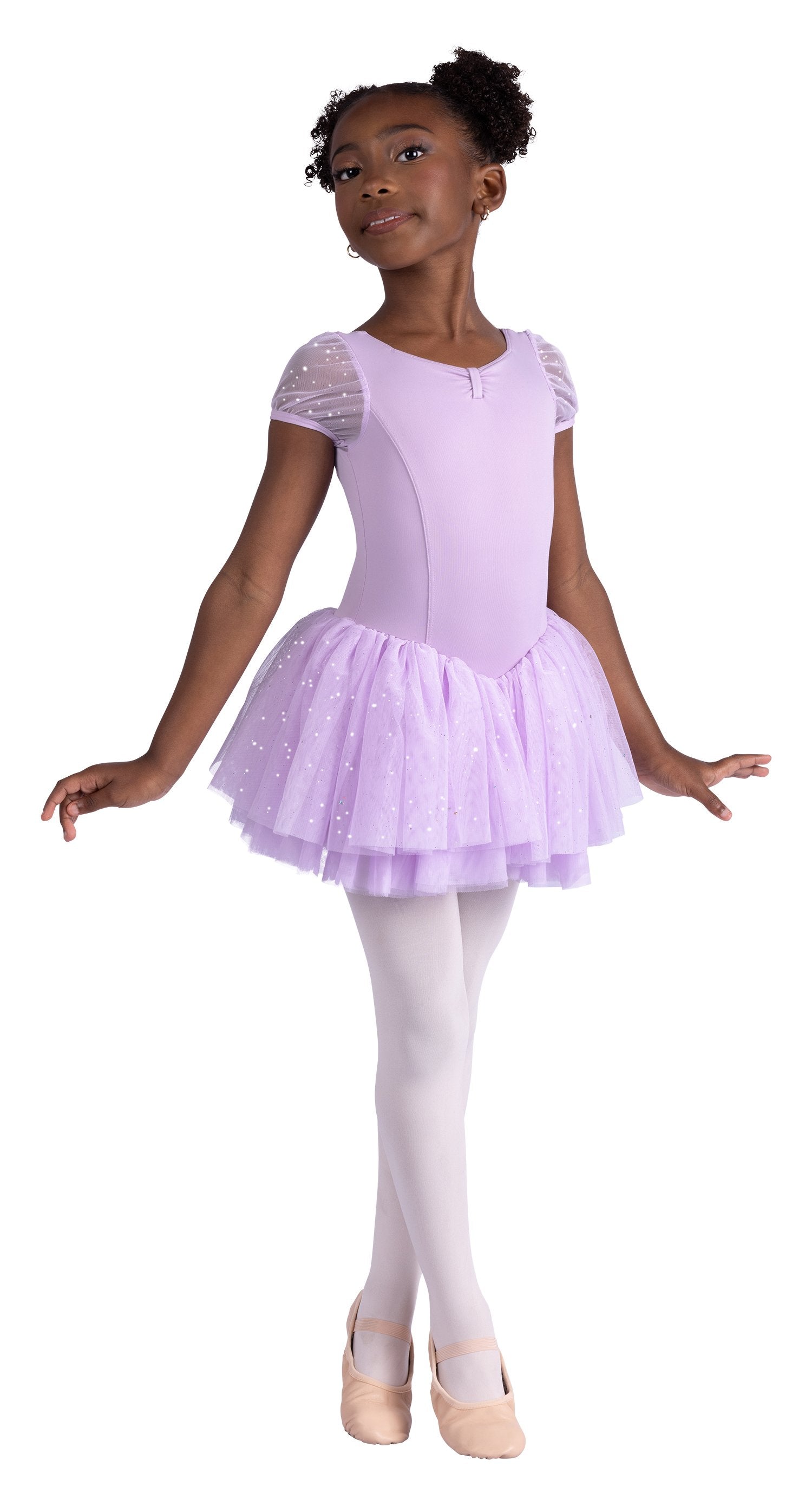 Puff Sleeve Dress Lavender front view