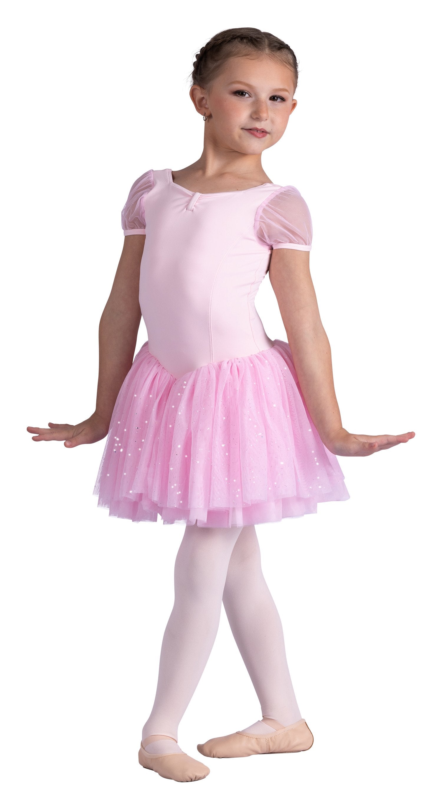 Puff Sleeve Dress Pink front view