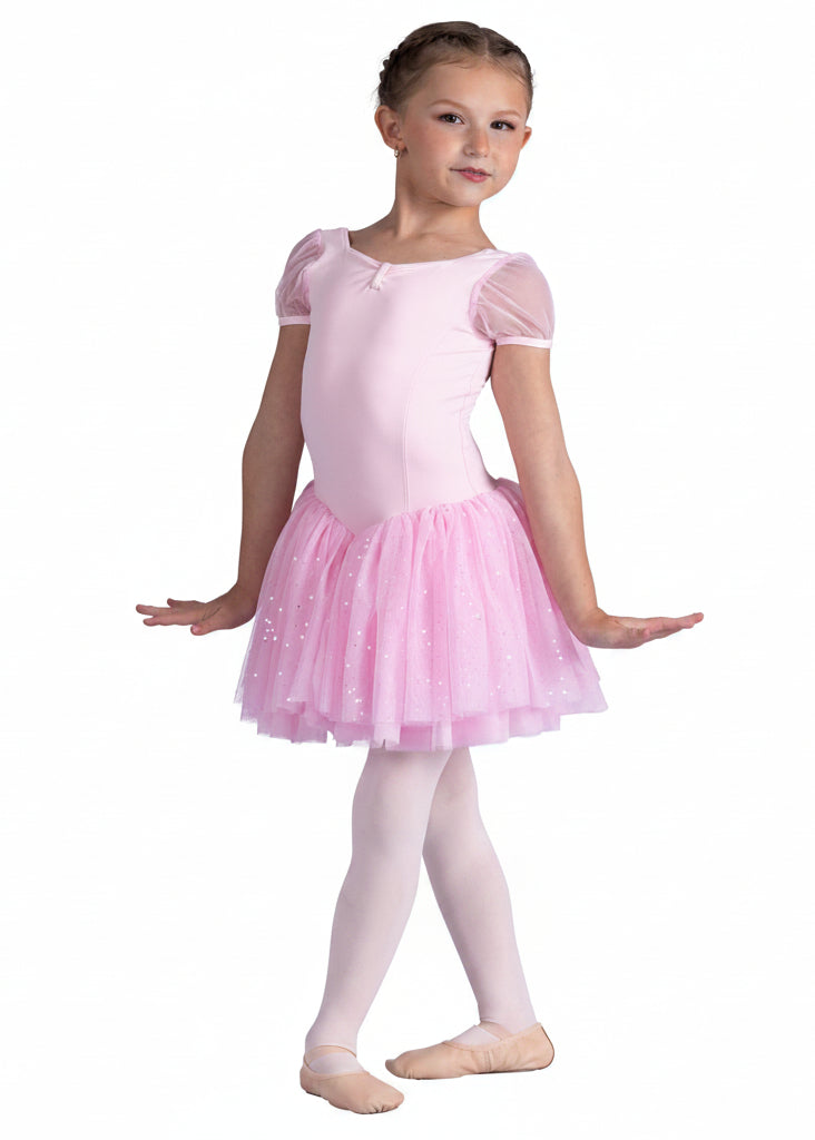 Puff Sleeve Dress Pink front view