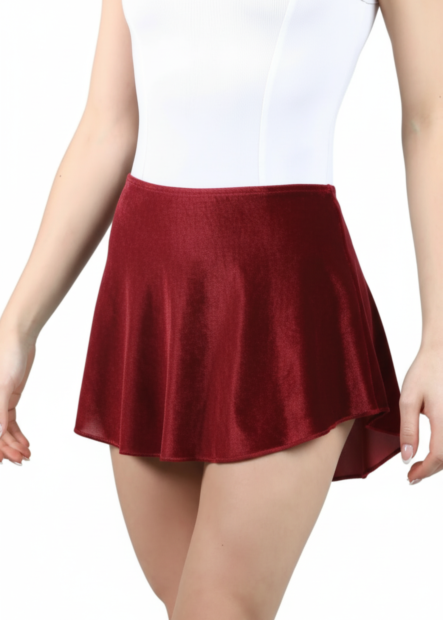 Pull-On High Low Skirt Ruby front view