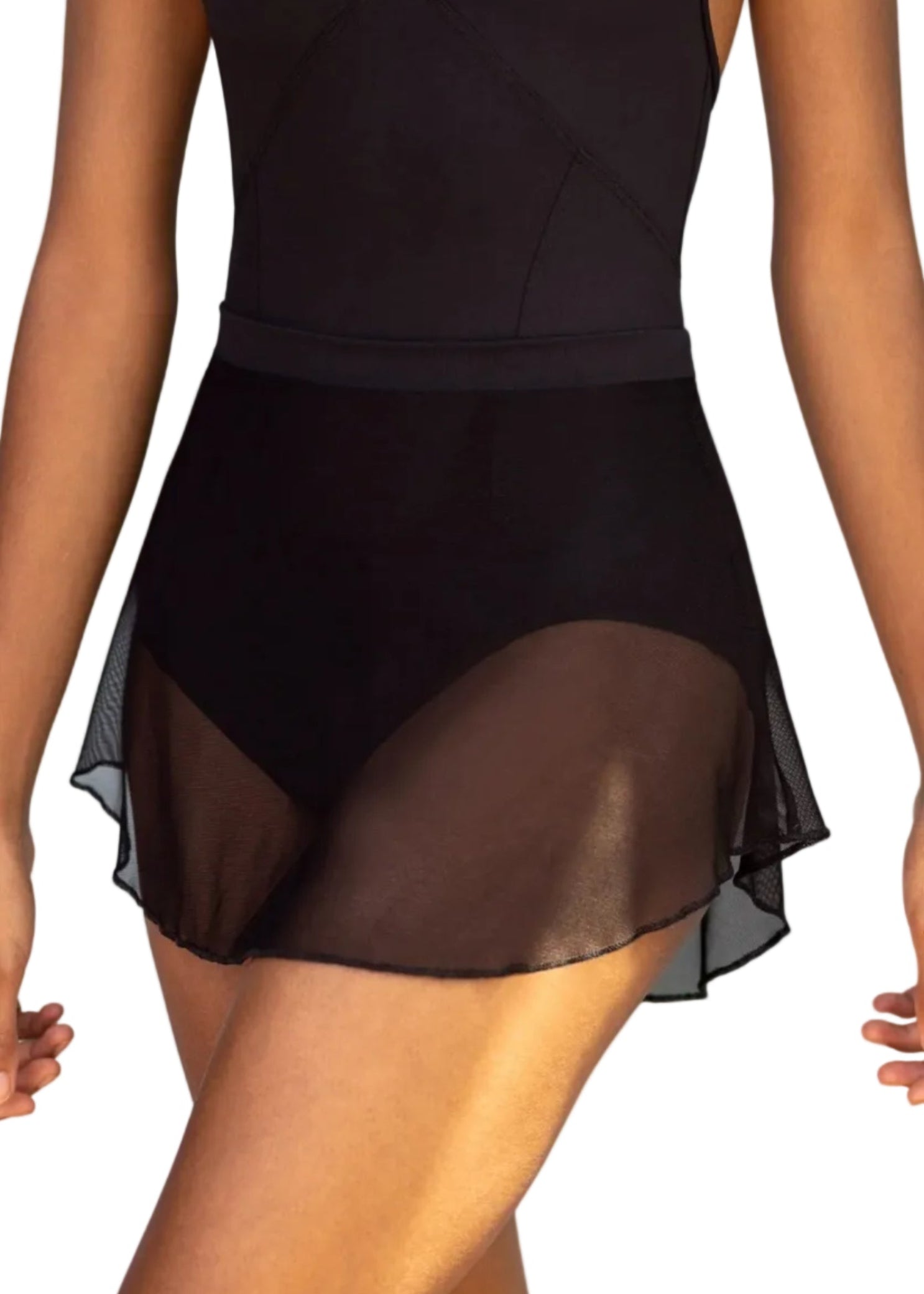 Pull-On High Low Skirt Black front view