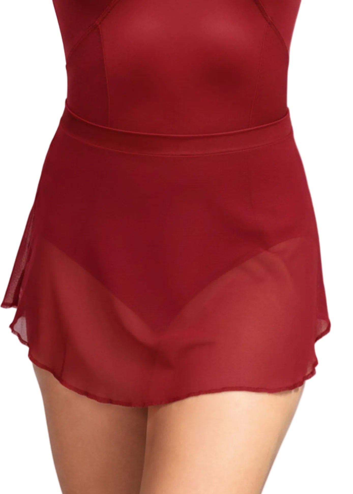 Pull-On High Low Skirt Ruby front view