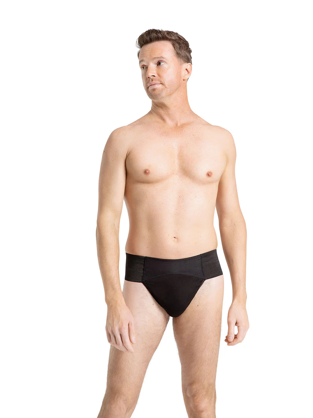 Quilted Thong Dance Belt Black front view