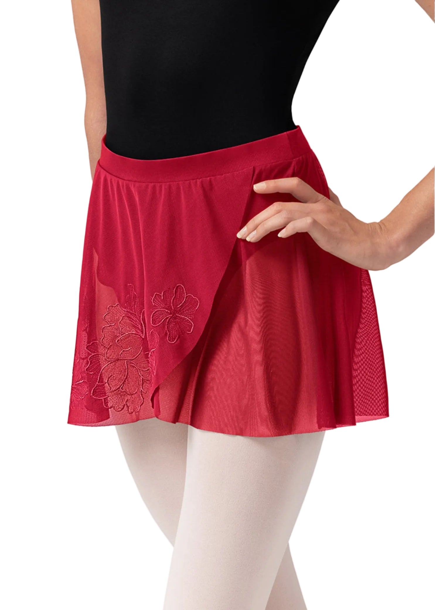Embroidered Skirt Scarlet front view