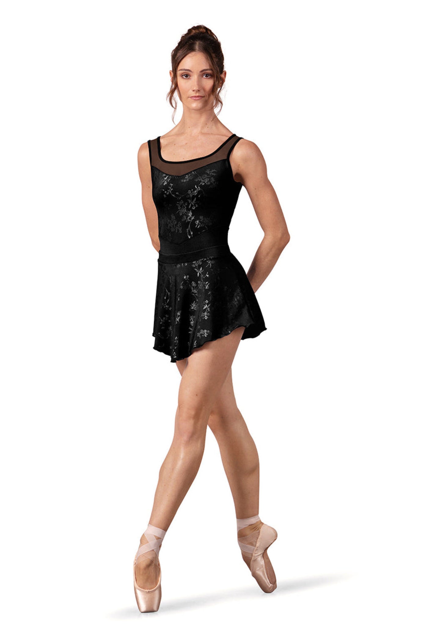 Selena Floral Skirt Black front view