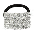 Rhinestone Curved Bar Ponytail Holder Crystal front view