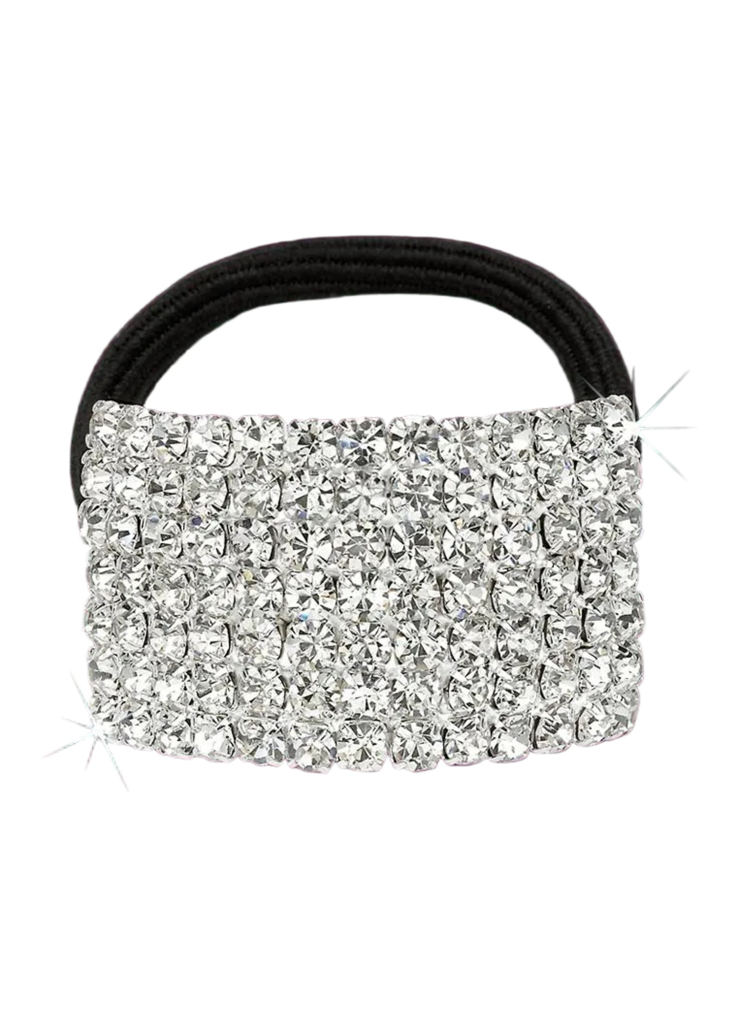Rhinestone Curved Bar Ponytail Holder Crystal front view