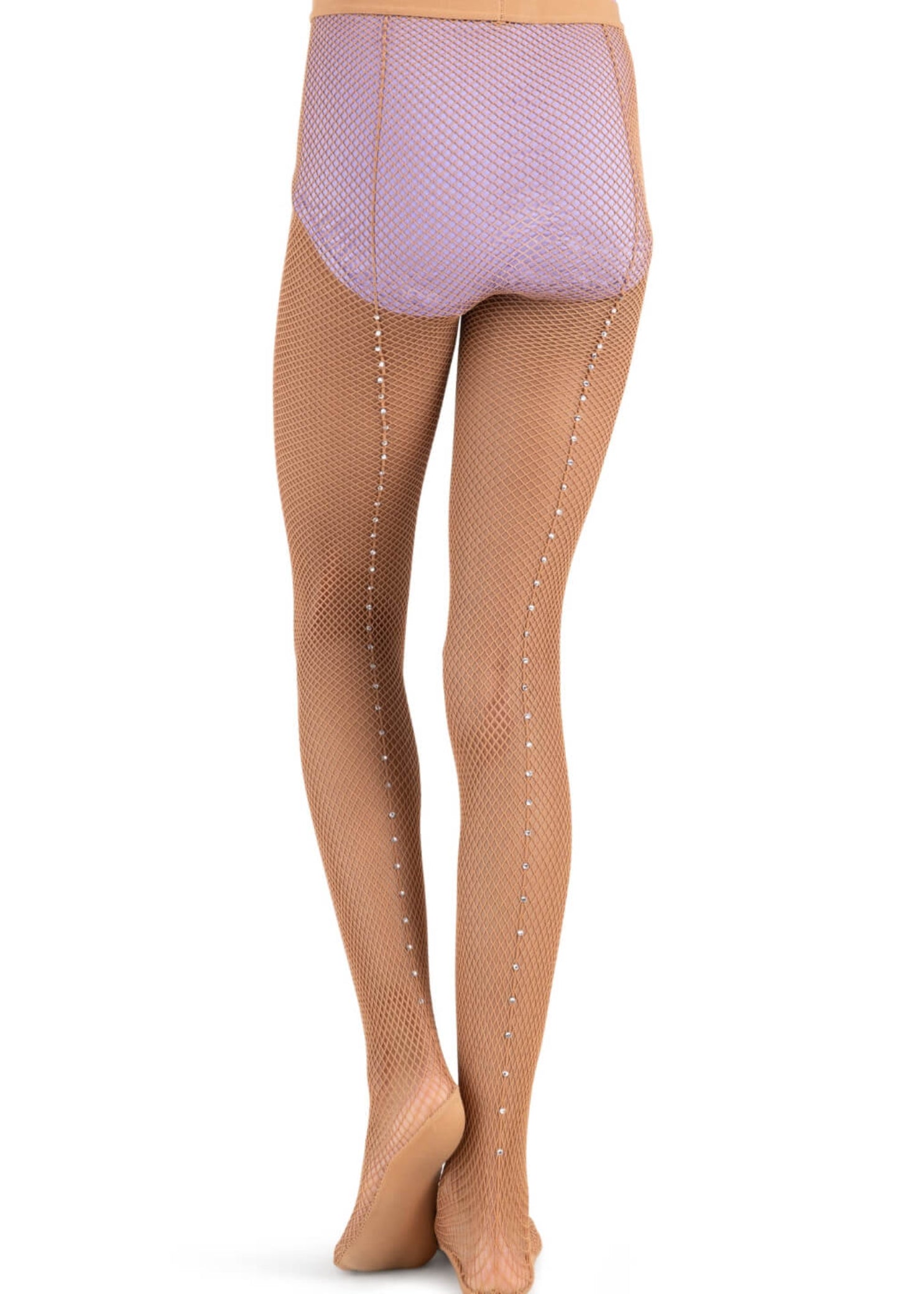 Rhinestone Fishnet Tight Suntan back view