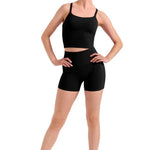 Rib Waist Shorts Black front view