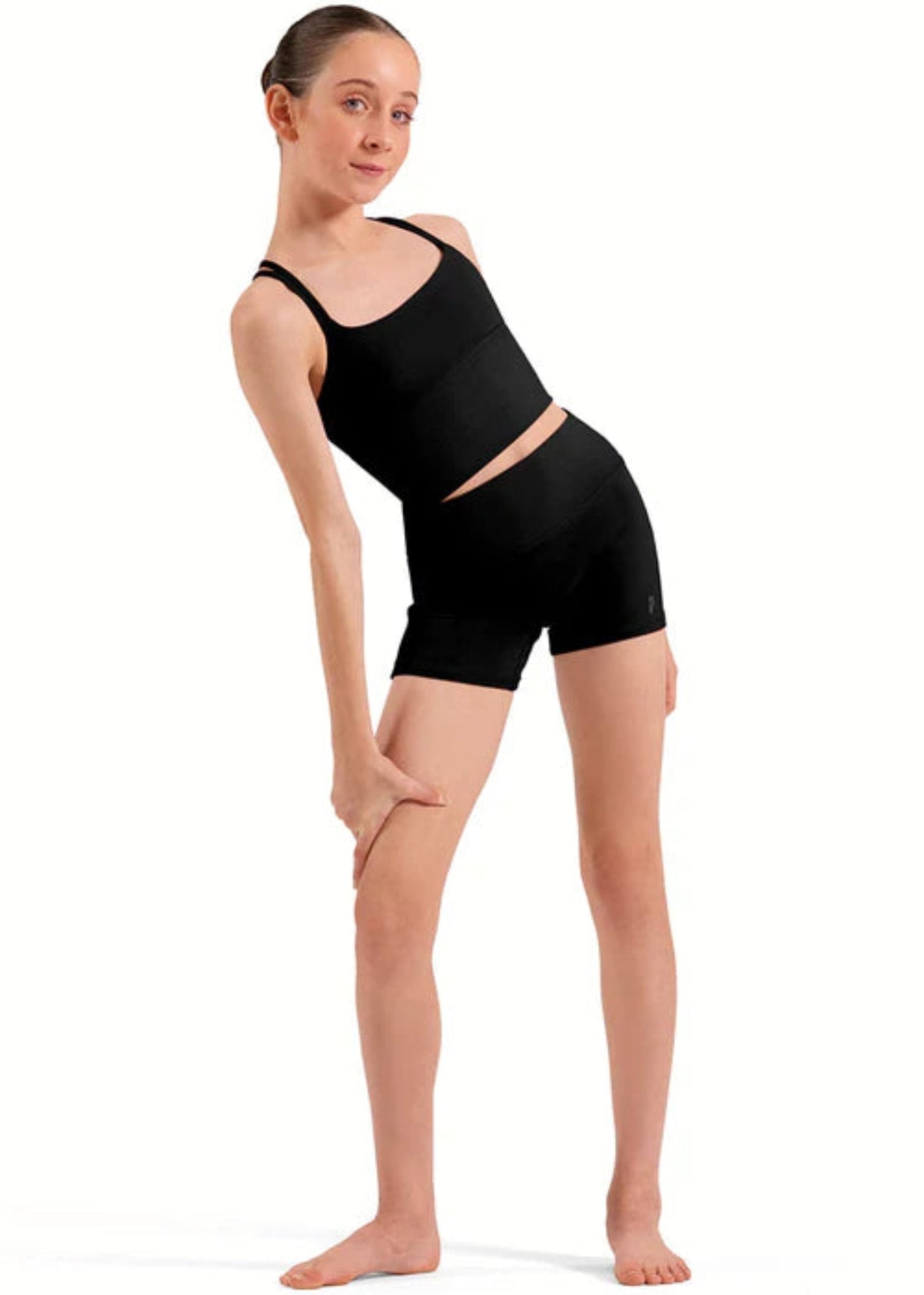 Rib Waistband Shorts Black front view