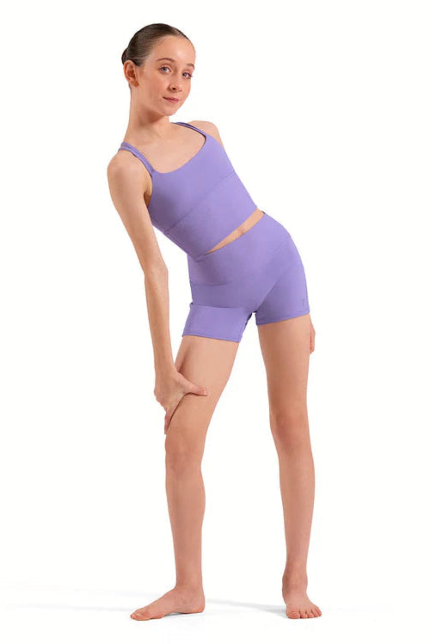 Rib Waistband Shorts Lilac front view