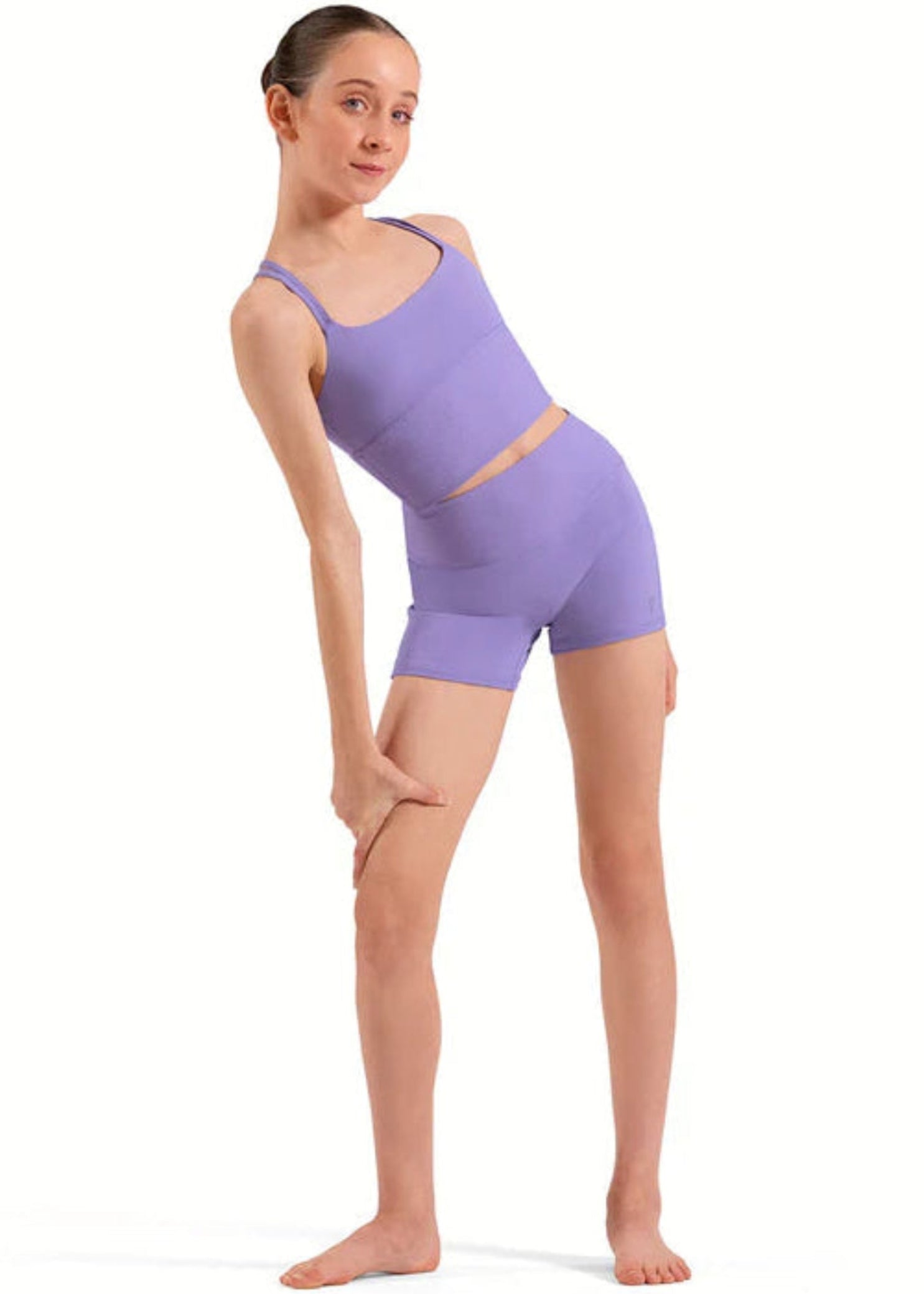Rib Waistband Shorts Lilac front view