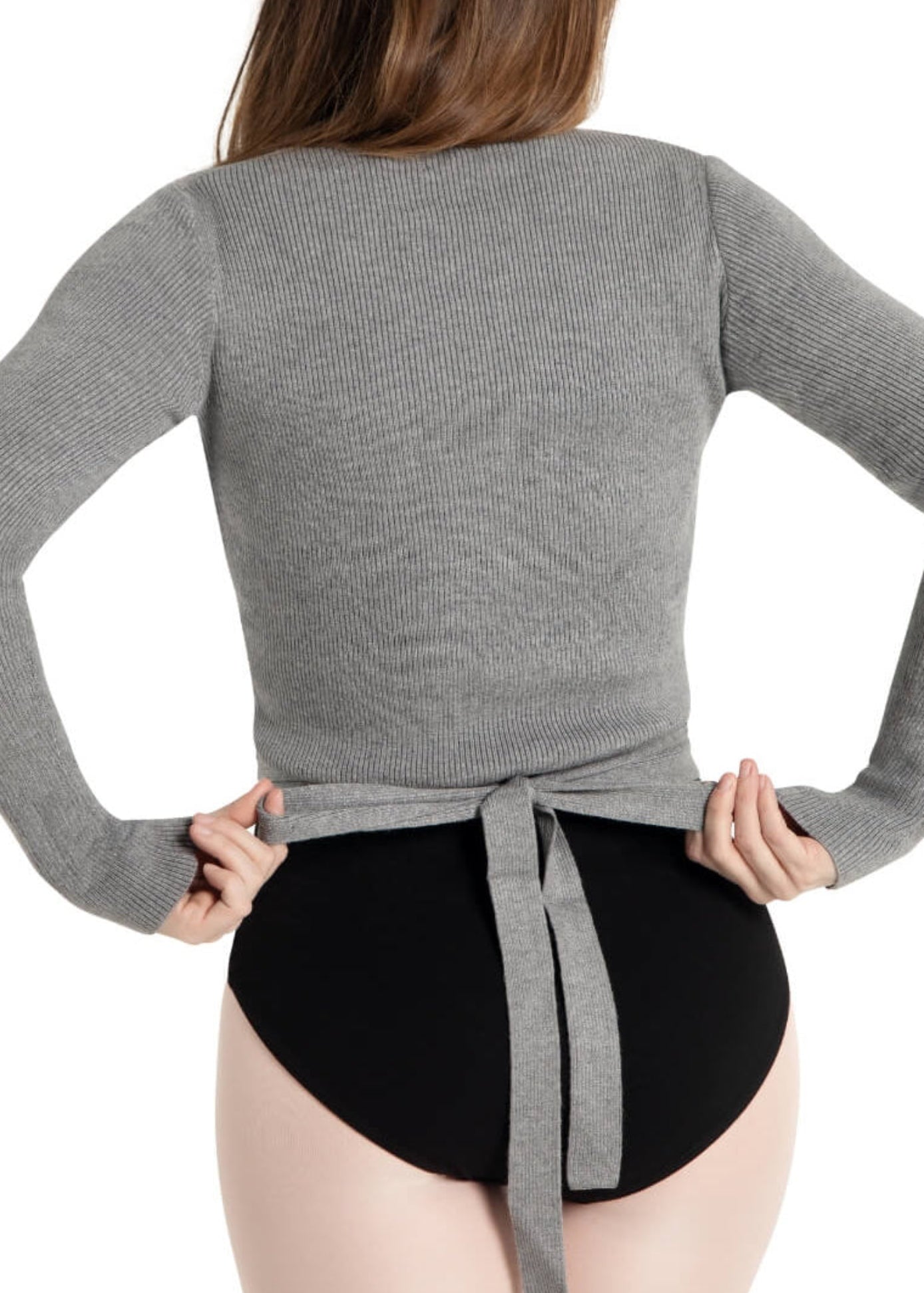 Ribbed Sweater Heather Gray back view