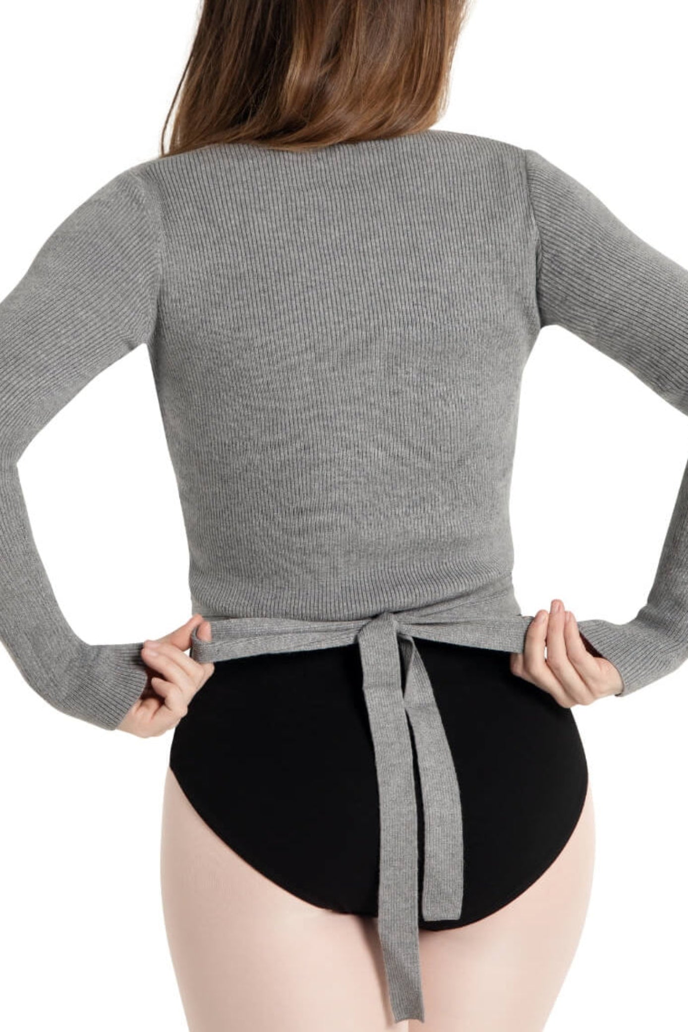 Ribbed Sweater Heather Gray back view