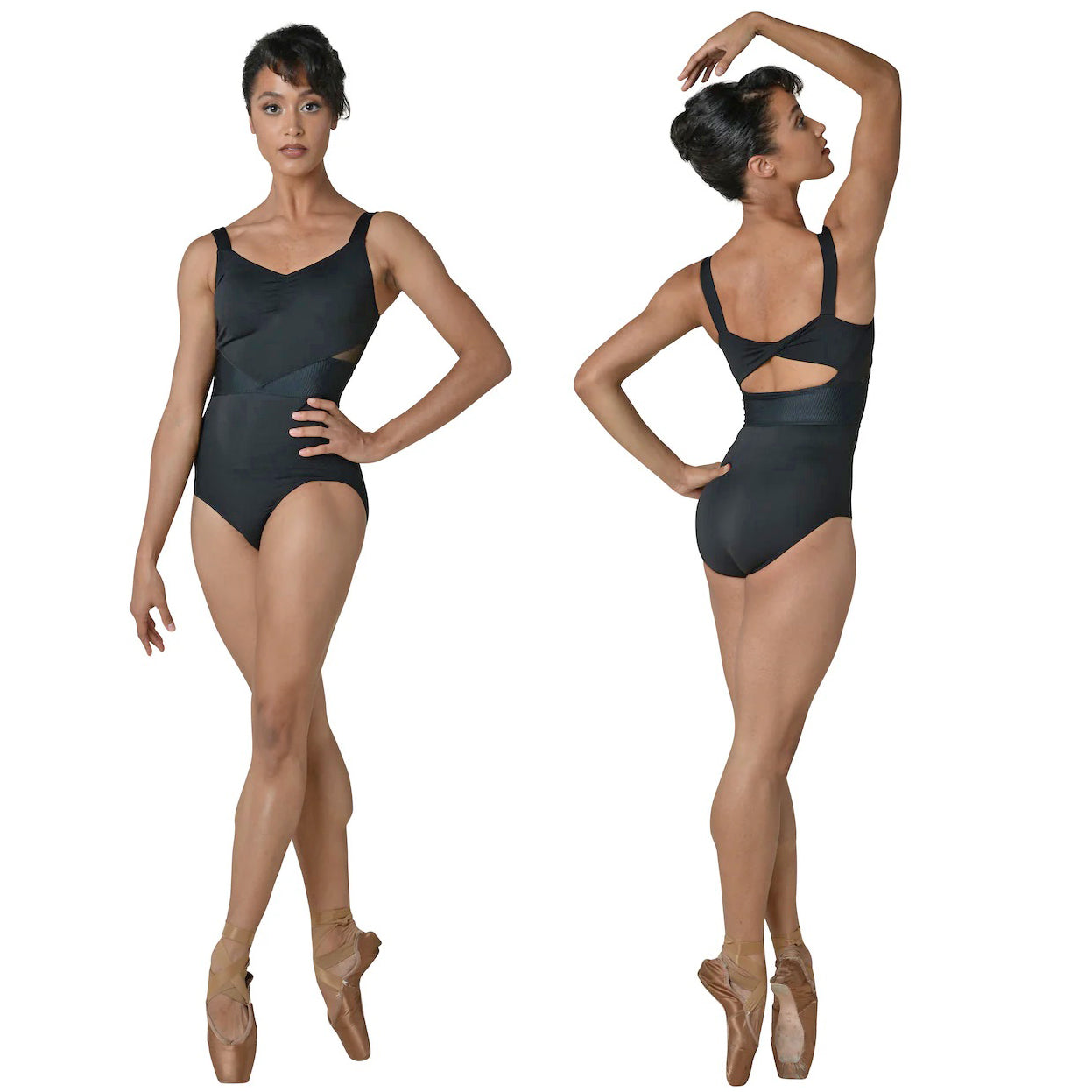 Riley Leotard Black front and back view