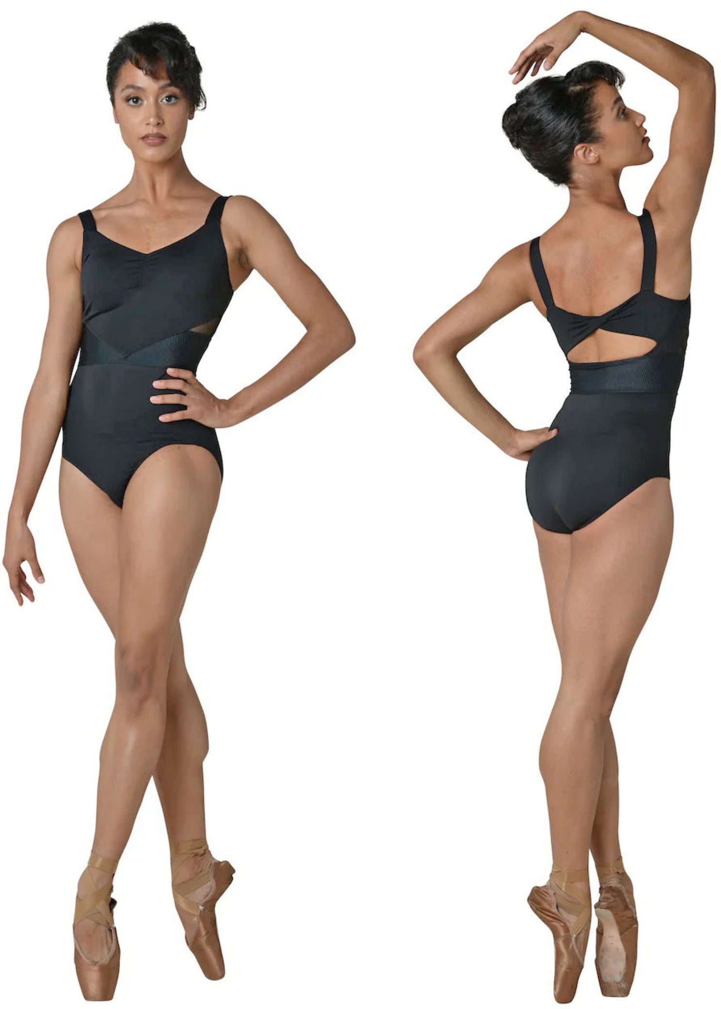 Riley Leotard Black front and back view