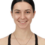 Dasha Designs Rose Gold Dance Necklace in Rose Gold, lifestyle view showing necklace worn with dance attire