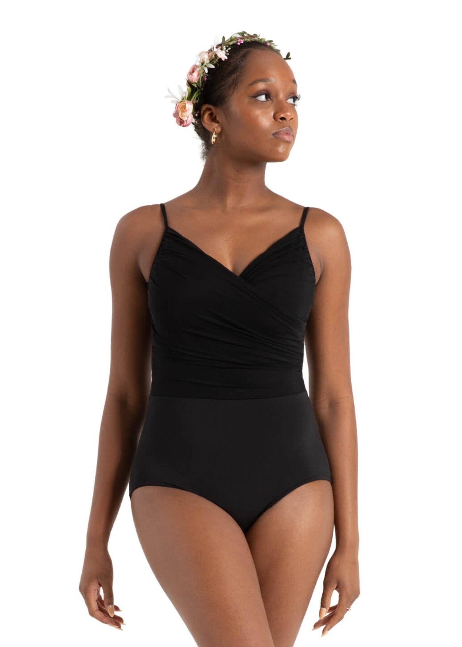 Rose Camisole Leotard Black front view