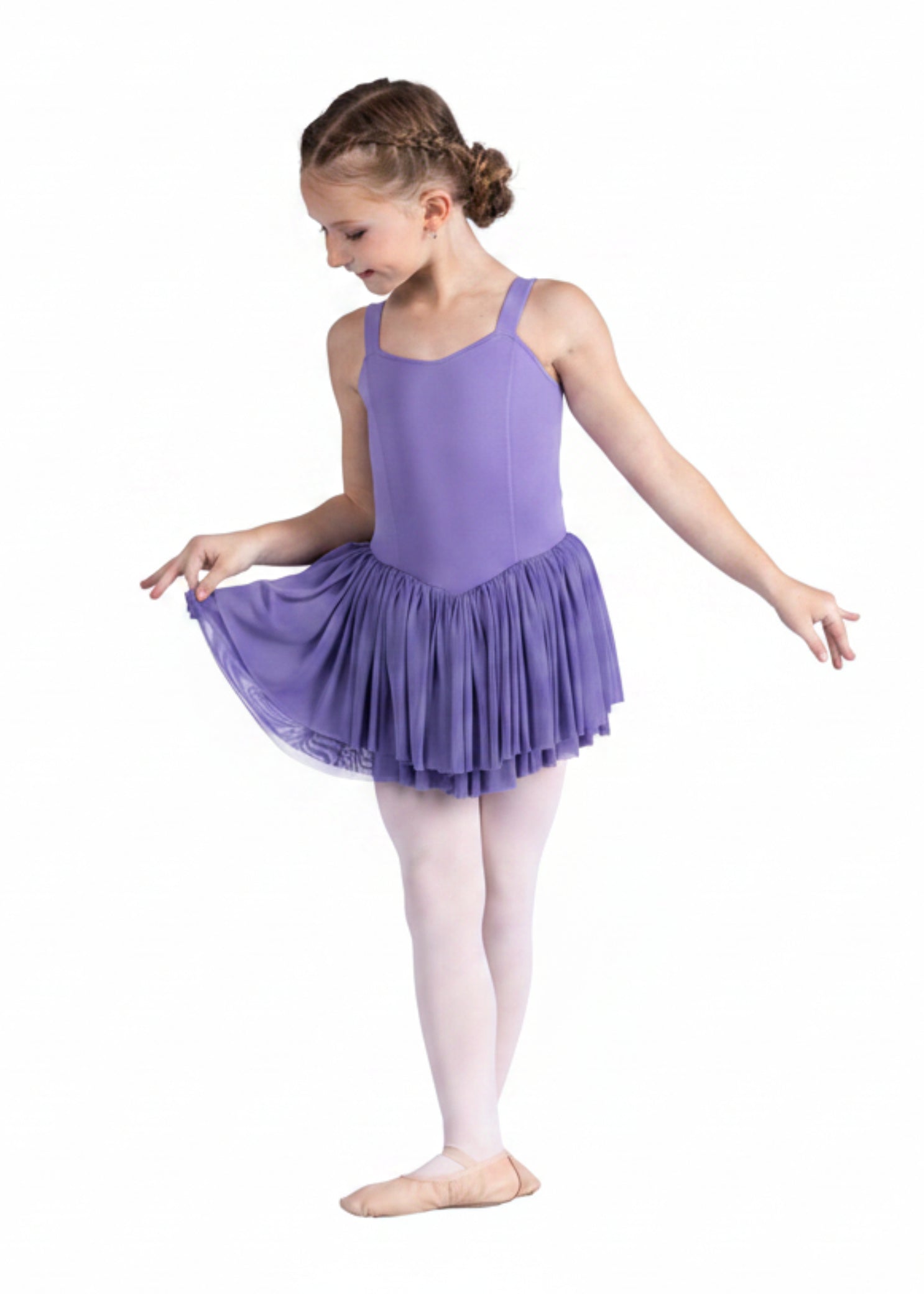 Danshuz Little Girls Lavender Ruffle Bow Dance Leotard Dress
