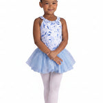 Ruffle Print Dress Light Blue front view