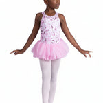 Ruffle Print Dress Pink front view