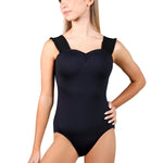 Ruffle Tank Leotard Black front view